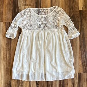 White Lace Overlay Babydoll Dress